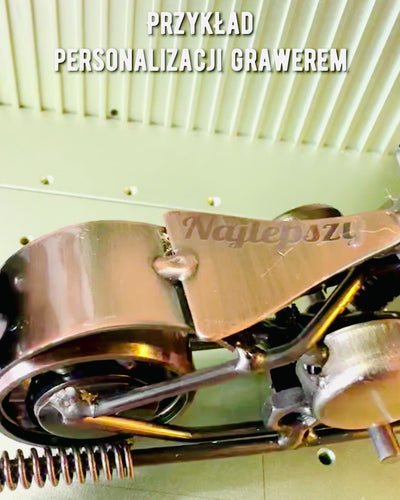 Handgemaakt Motorfietsmodel van ijzer, Chopper, personalisatie, gravure als cadeau