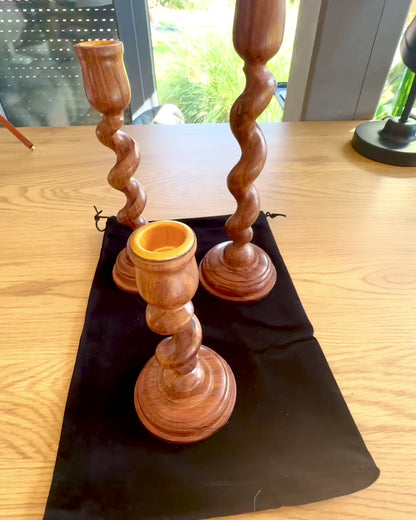 Set van 3 kandelaars "Spiraallicht" 25 cm hoog, mogelijkheid tot personalisatie met gravure als cadeau
