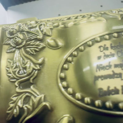 Gouden metalen kistje 21-20L met mogelijkheid tot personalisatie met gravure