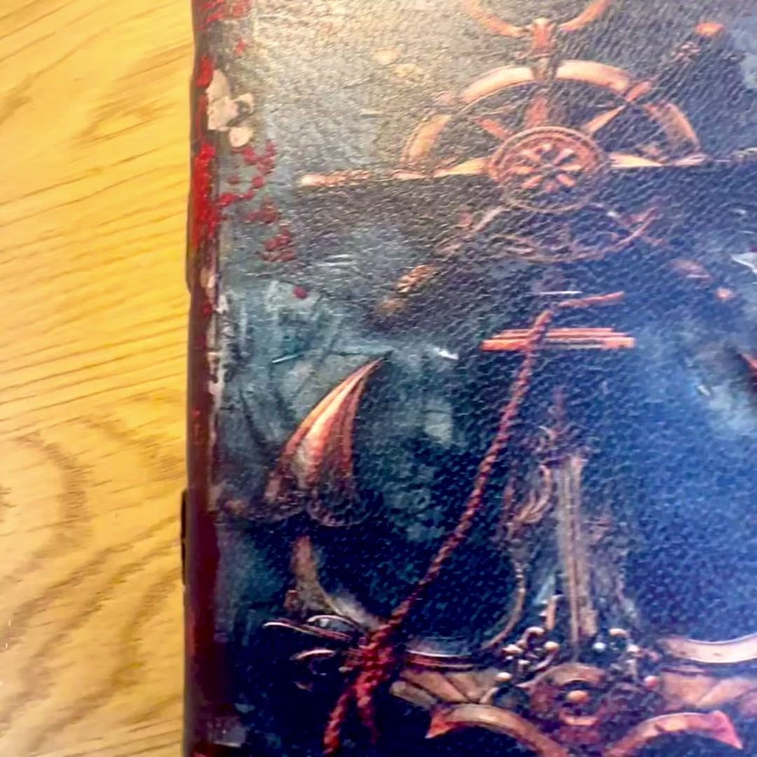 Retro maritiem leren notitieboek 200 pagina’s met mogelijkheid tot personalisatie met gravure, ideaal als cadeau voor kunstenaars en reizigers, gemaakt van natuurlijk geitenleer, in vintagekleur, afmetingen 18 x 13 cm