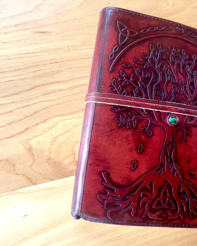 Groot leren notitieboek Levensboom – 20x16x2 cm