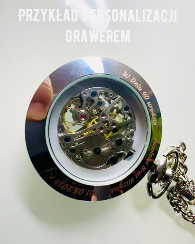 Zilveren Exclusieve Mechanische Zakhorloge in Retro Stijl, Waterdicht - Elegantie voor Elke Gelegenheid, met gravure