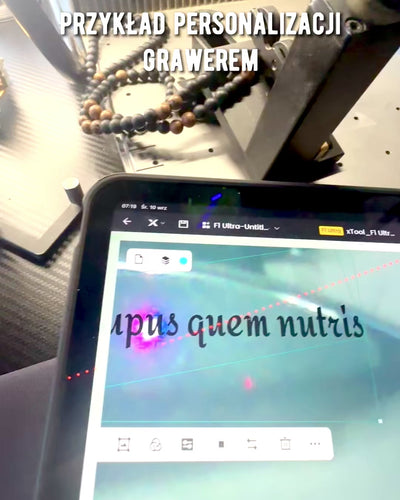 Strzała Mocy, Ketting met Zwarte Obsidiaan en Houten Kralen, personalisatie met gravure als cadeau