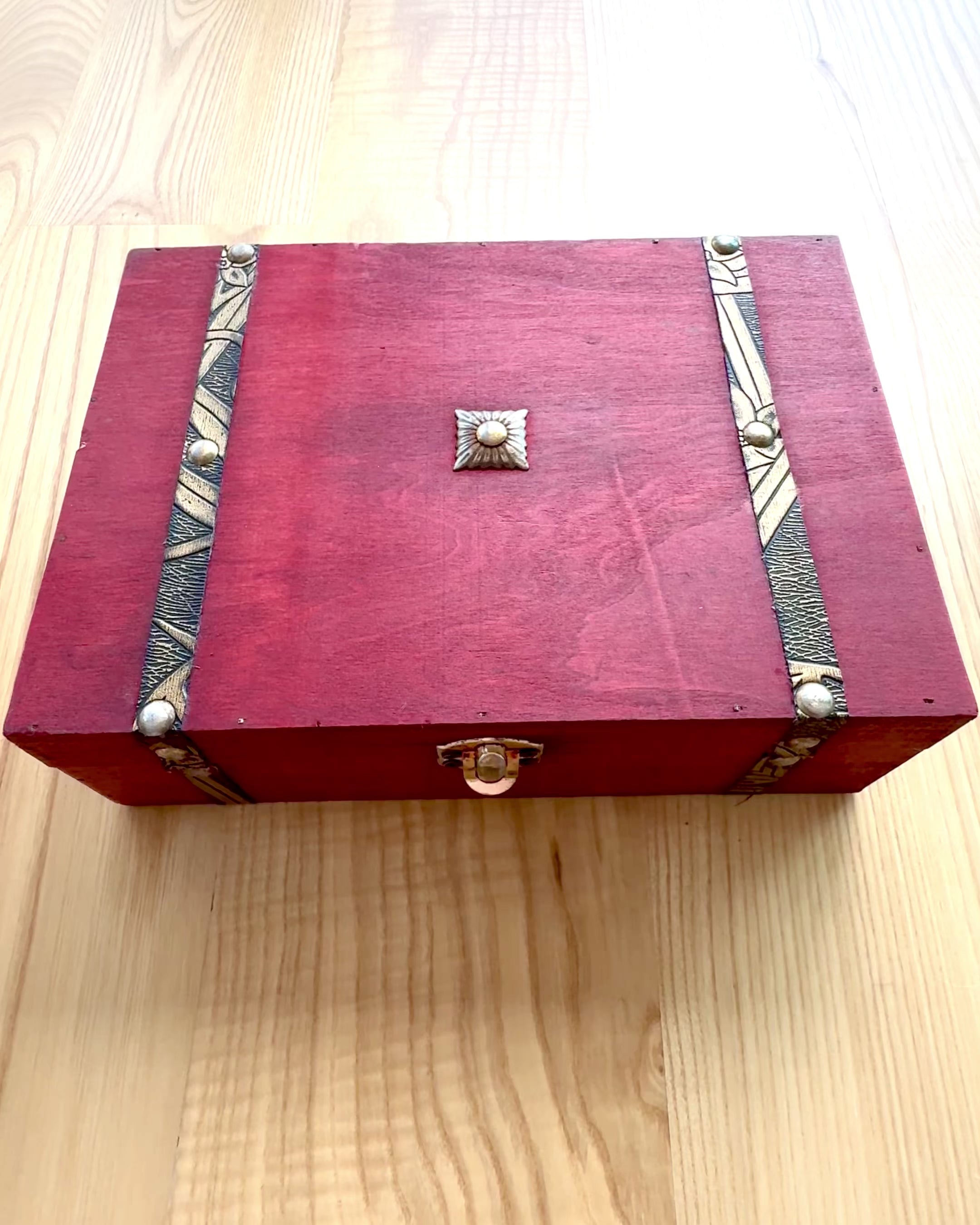 Antieke Houten Sieradendoos met Graveermogelijkheid, 23 cm x 16 cm x 7,5 cm
