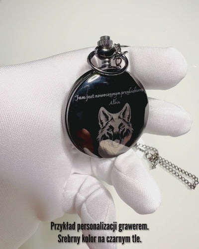 Zwarte zakhorloge "Elegancja Czasu" met personalisatieoptie