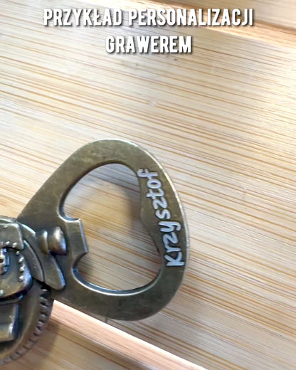 Flesopener in de vorm van een motorfiets - personalisatie met gravure als cadeau