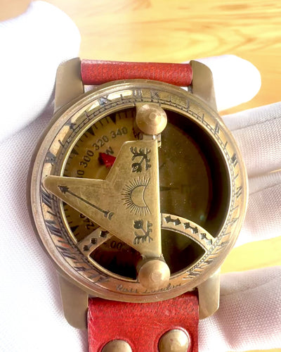 Zonnewijzer met Kompas - Handgemaakt, Authentiek Ambacht, mogelijkheid tot graveren