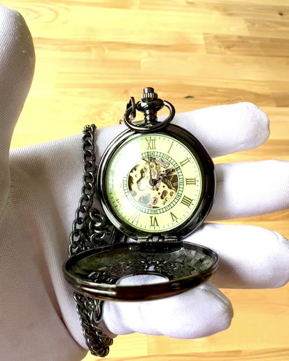 Zakhorloge "Eterna Elegantie", gepersonaliseerd cadeau, graveren. Kleur zwart