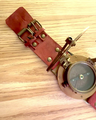 Zonnewijzer "Antieke Kompas", polshorloge met kompas, mogelijkheid tot personalisatie met gravure