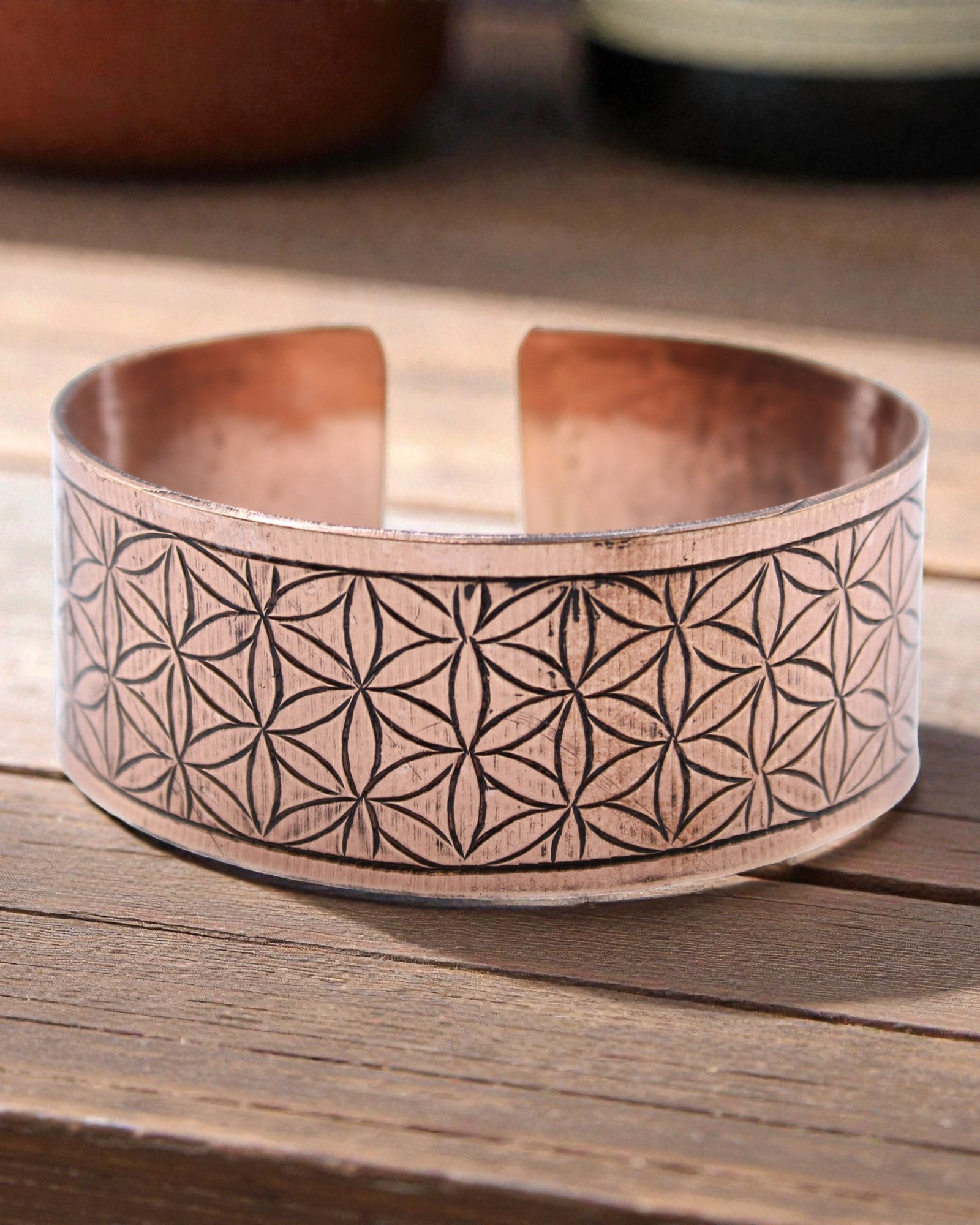 Tibetaanse koperen armband Mandala van harmonie – Bloem des levens