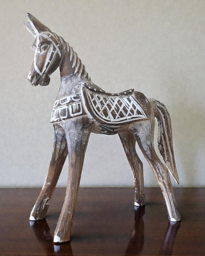 Middelgroot antiek paard 25 cm – Klassieke Oriëntaalse sculptuur