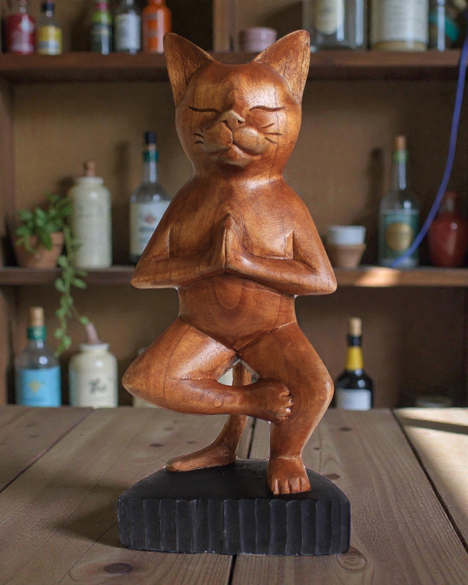 Kattensculptuur – Yoga 2 Eén Been 30 cm