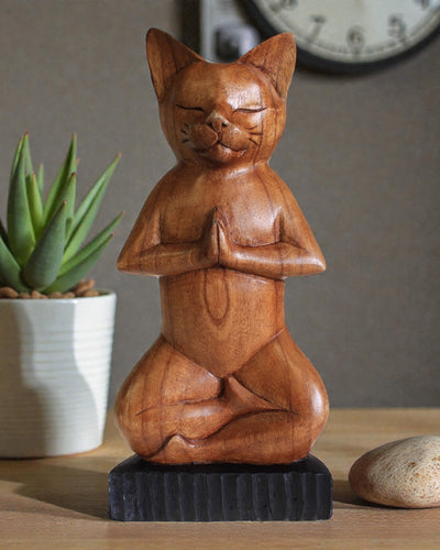Kattensculptuur – Yoga 3 Lotusbloem 30 cm