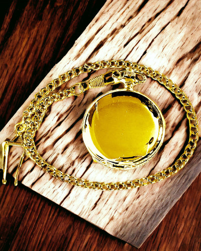 Klassieke Mechanische Zakhorloge met Dubbele Deksel, Handmatig, Gouden Kleur, met Gravure